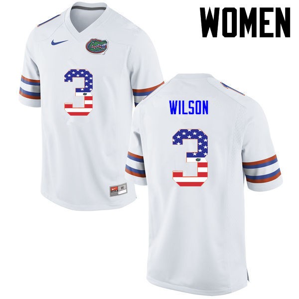 Florida Gators Women #3 Marco Wilson College Football USA Flag Fashion White